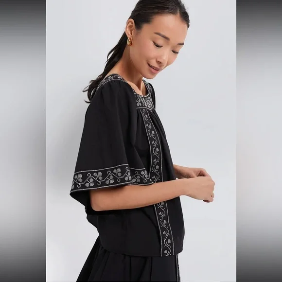 TUCKERNUCK Embroidered Alea Half-Sleeve Top — S - Picture 3 of 8